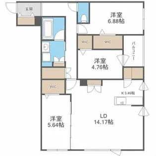 アルファスクエアS17【2階】の間取り