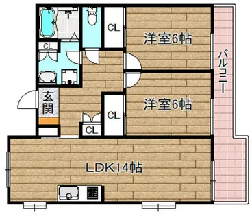 アニマン高槻阿武山【1階】の間取り