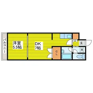 1DKの間取り画像