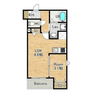 ザカラー東本町A棟【1階】の間取り