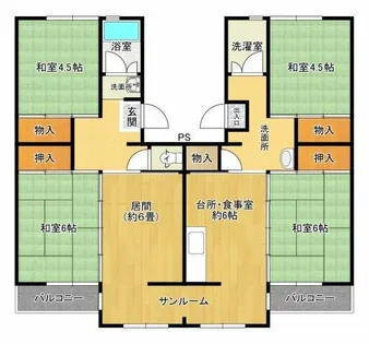 花山東団地【7-502号室】の間取り