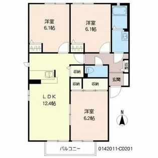 咲ら坂 C棟【2階】の間取り