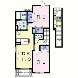 サンリットヒル赤坂B【2階】の間取り