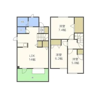 北海道札幌市東区東雁来九条2丁目【テラスハウス】の間取り