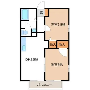 ハートホーム八ッ橋【B201号室】の間取り