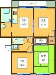 クレール金山B棟【1階】の間取り