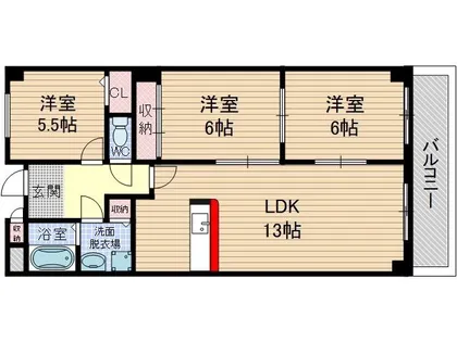 フェルザ南茨木【103号室】の間取り