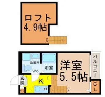 ハーモニーテラス城木町Ⅱ【2階】の間取り