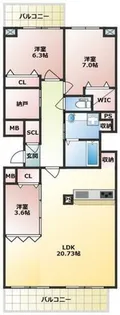 福岡県福岡市早良区西新4丁目【マンション】の間取り