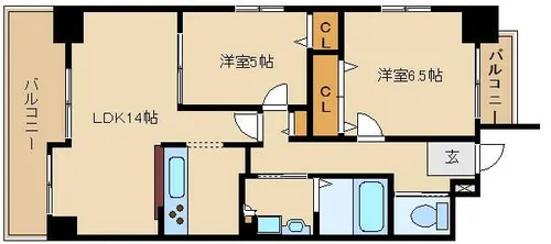 2LDKの間取り画像