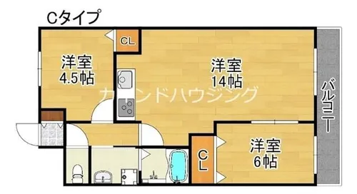 クリスタルハイツ清水丘【9階】の間取り