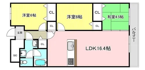 朝日プラザ千里北C棟【409号室】の間取り