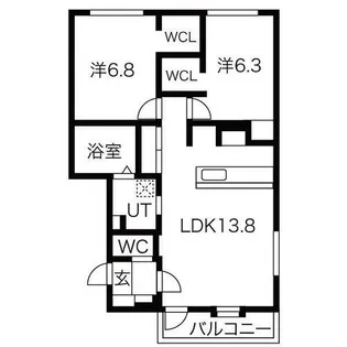 ネコフィーノ宮の沢I【2-D号室】の間取り
