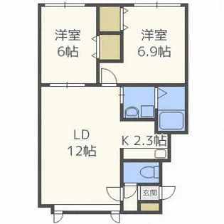 アファームド南平岸【1階】の間取り
