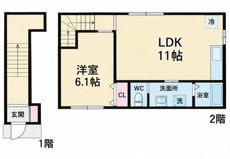 メゾン・ド・ボヌール坂下【202号室】の間取り