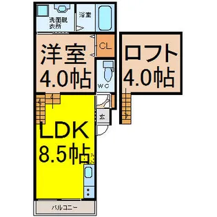 リアンジュ志賀本通【101号室】の間取り