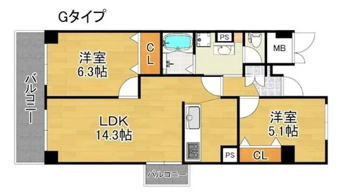 パティオ北加賀屋 南棟【5階】の間取り