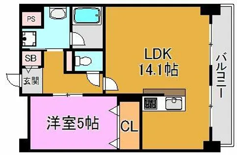 1LDKの間取り画像