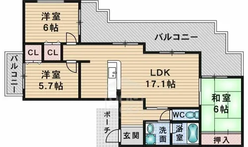 東奈良・リッツハウス【1階】の間取り