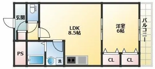 ラ・ポーエあき【1階】の間取り