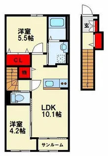 仮)八幡西区東鳴水四丁目新築アパート【2階】の間取り