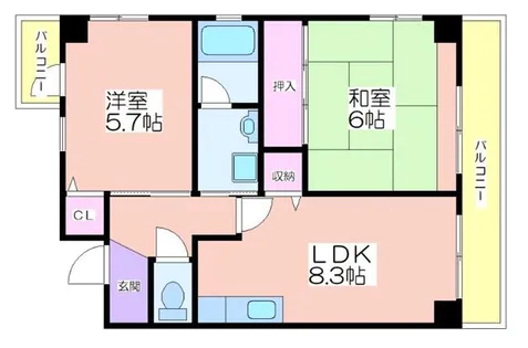 リーデルフェリア住之江【3階】の間取り