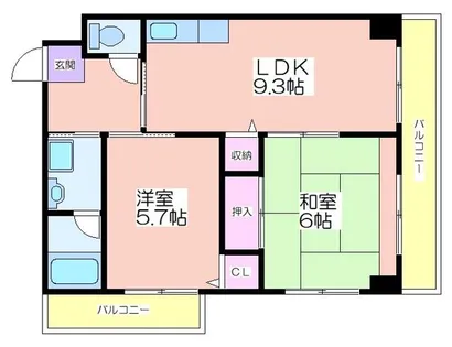 リーデルフェリア住之江【6階】の間取り