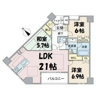 アップルパレス丸の内【12階】の間取り