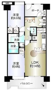 2LDKの間取り画像