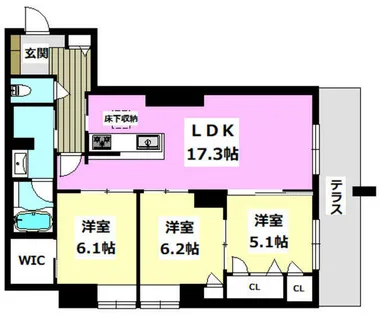 シャーメゾン ソルコート 上中条【1階】の間取り