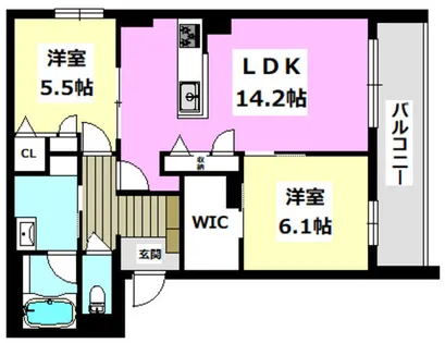 シャーメゾン ソルコート 上中条【2階】の間取り