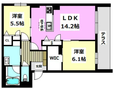 シャーメゾン ソルコート 上中条【1階】の間取り