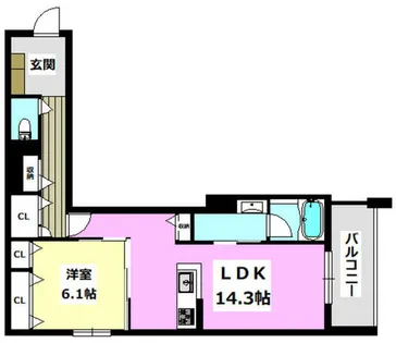シャーメゾン ソルコート 上中条【2階】の間取り