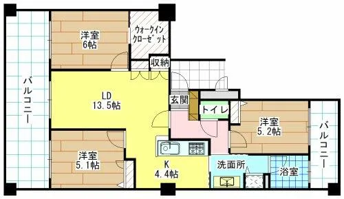 以和貴マンション金田【3階】の間取り