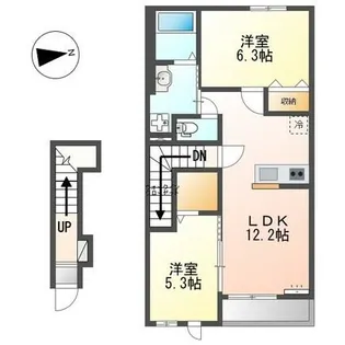 2LDKの間取り画像