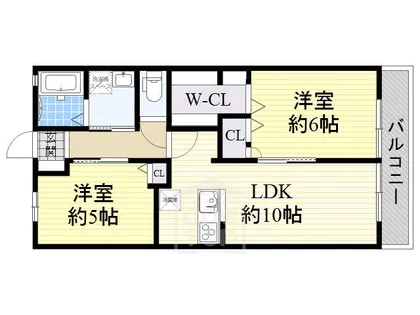グレイスコート東太田A【2階】の間取り