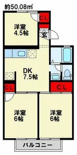 ボンセジュール企救丘 B棟【202号室】の間取り