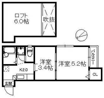 1SKの間取り画像
