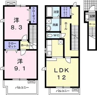 チエロ エ ベント【2階】の間取り