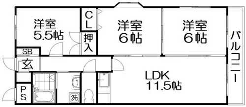 ウエストサイド楠葉【4階】の間取り