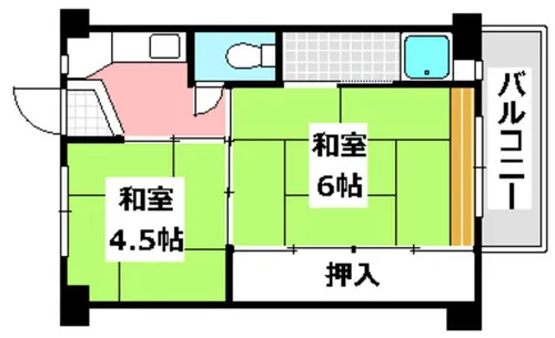 ビレッジハウス高田2号棟【401号室】の間取り
