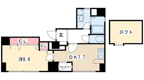 1DKの間取り画像