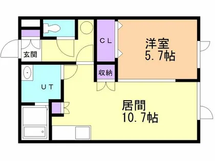 リヴァーハイツ輪西【1階】の間取り