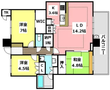 パークタワー南千里丘【8階】の間取り