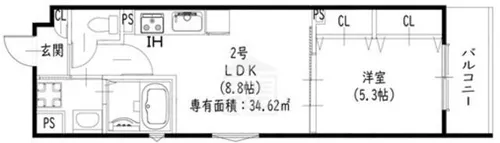 ピレーネ一津屋【3階】の間取り