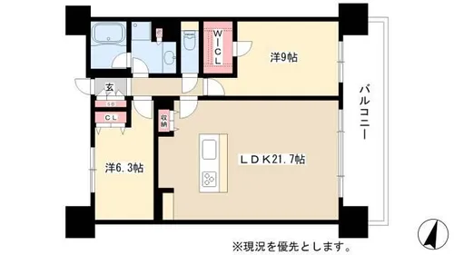 ロイヤルパークスERささしま【930号室】の間取り