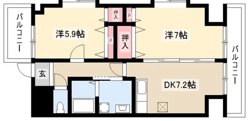 グランピア亀島【7階】の間取り