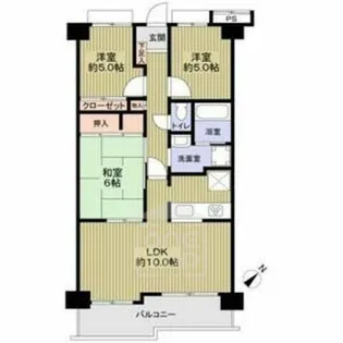 東千里OMパレス1【3階】の間取り