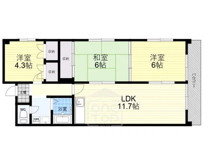 ベルメゾン茨木【2階】の間取り