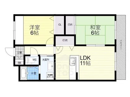 セレブラール摂津【2階】の間取り